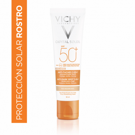 Vichy Ideal Soleil FPS 50+ protector anti-manchas 3en1 Openfarma
